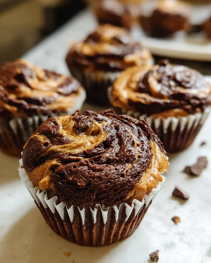Chocolate Peanut Butter Swirl Muffins