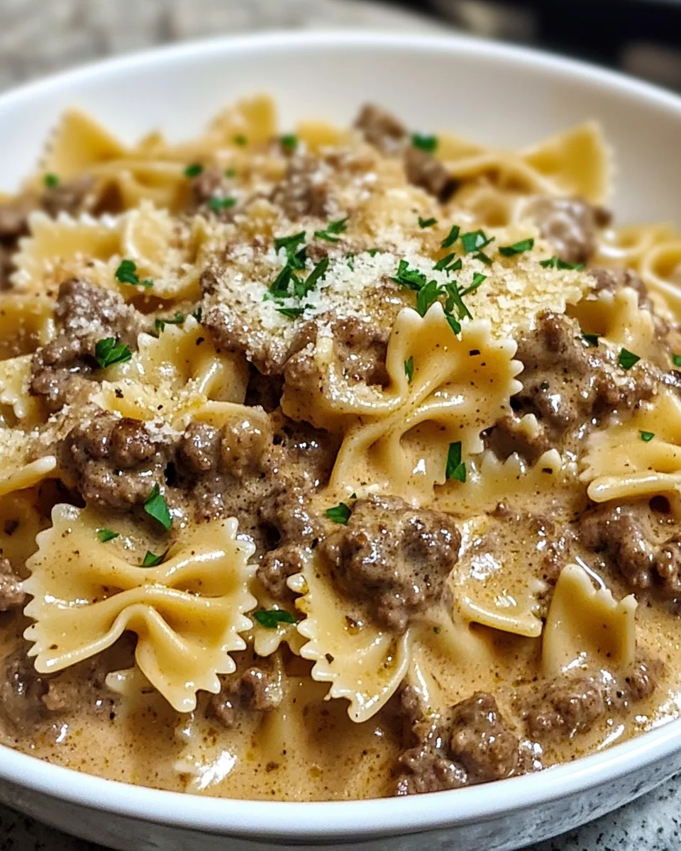 Creamy Parmesan Garlic Beef Bowtie Pasta: A Dish to Savor!