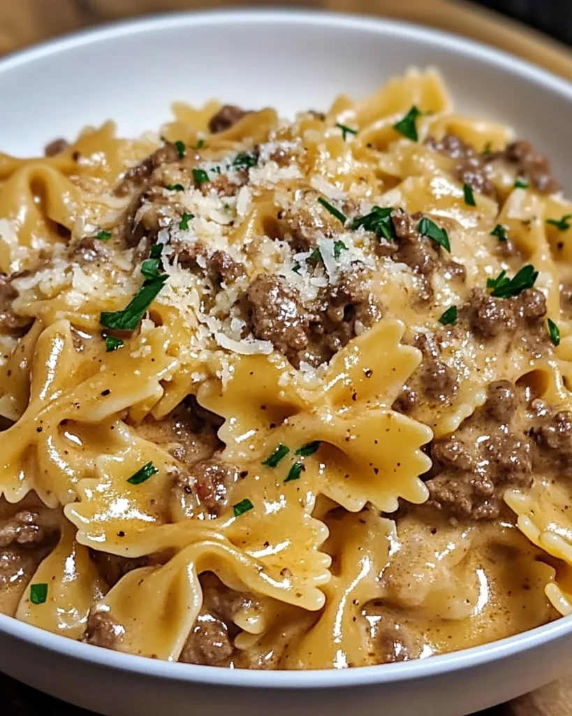 Creamy Parmesan Garlic Beef Bowtie Pasta: A Dish to Savor!