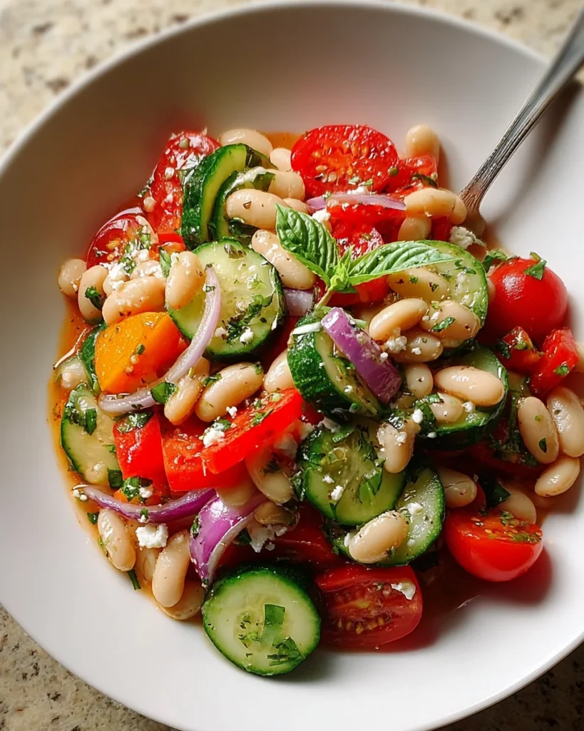 White bean salad with summer vegetables