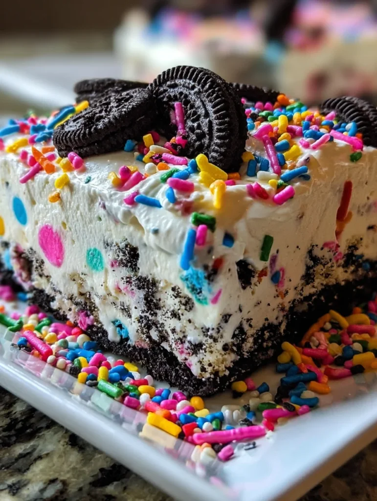 No-Bake Funfetti Oreo Icebox Cake