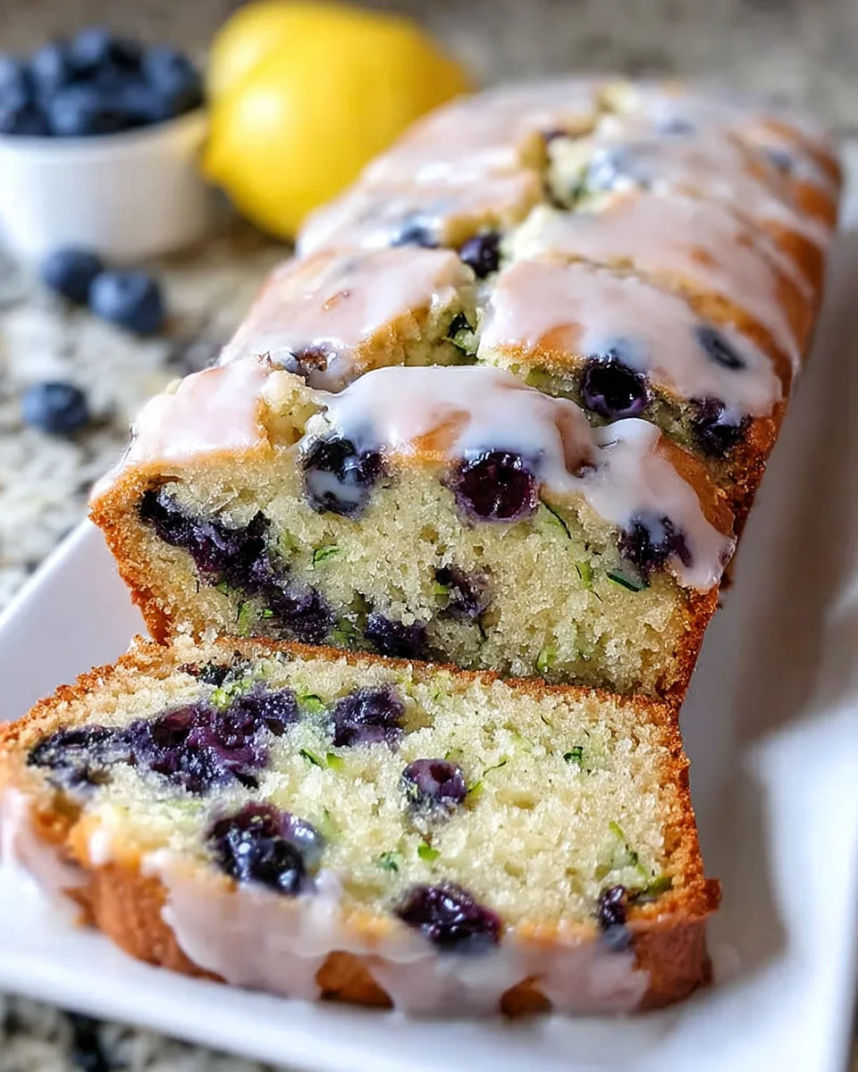 Moist Blueberry Zucchini Bread with a Lemon Glaze