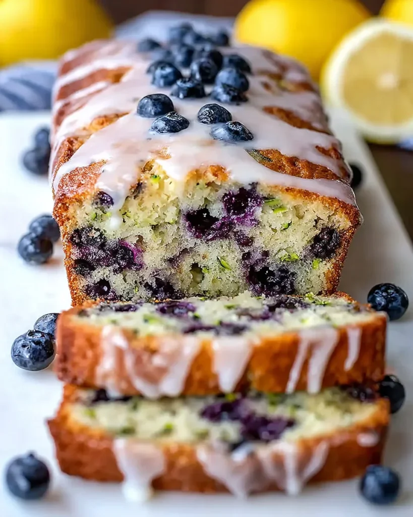 Moist Blueberry Zucchini Bread with a Lemon Glaze