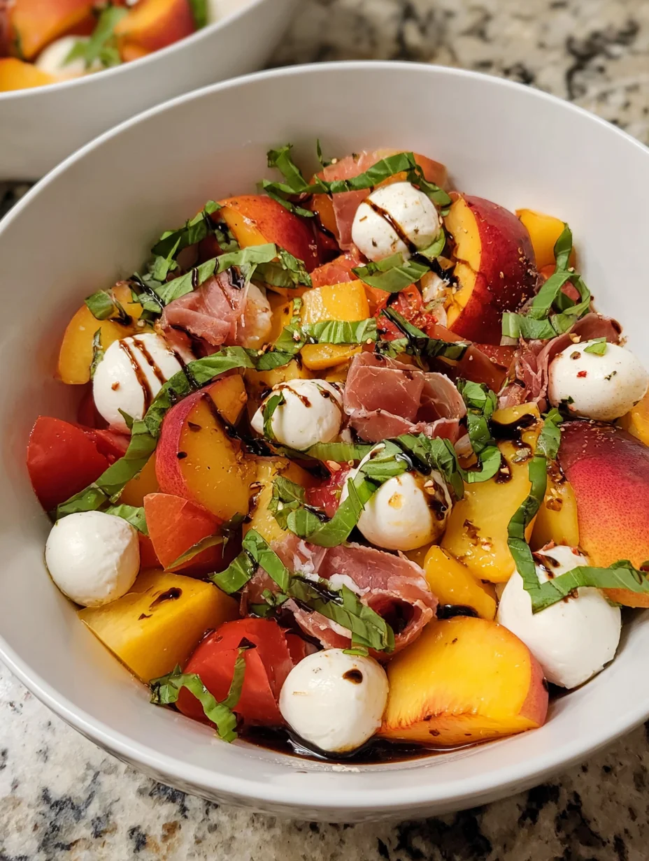 Healthy Peach Caprese Salad