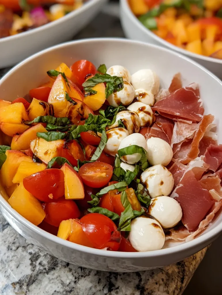 Healthy Peach Caprese Salad