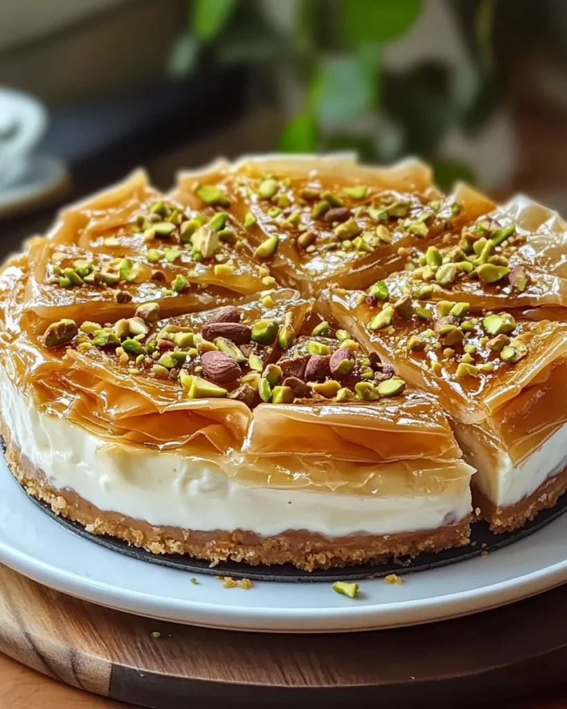 Honey Pistachio Baklava Cheesecake