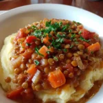 Lentil Stew Over Mashed Potatoes