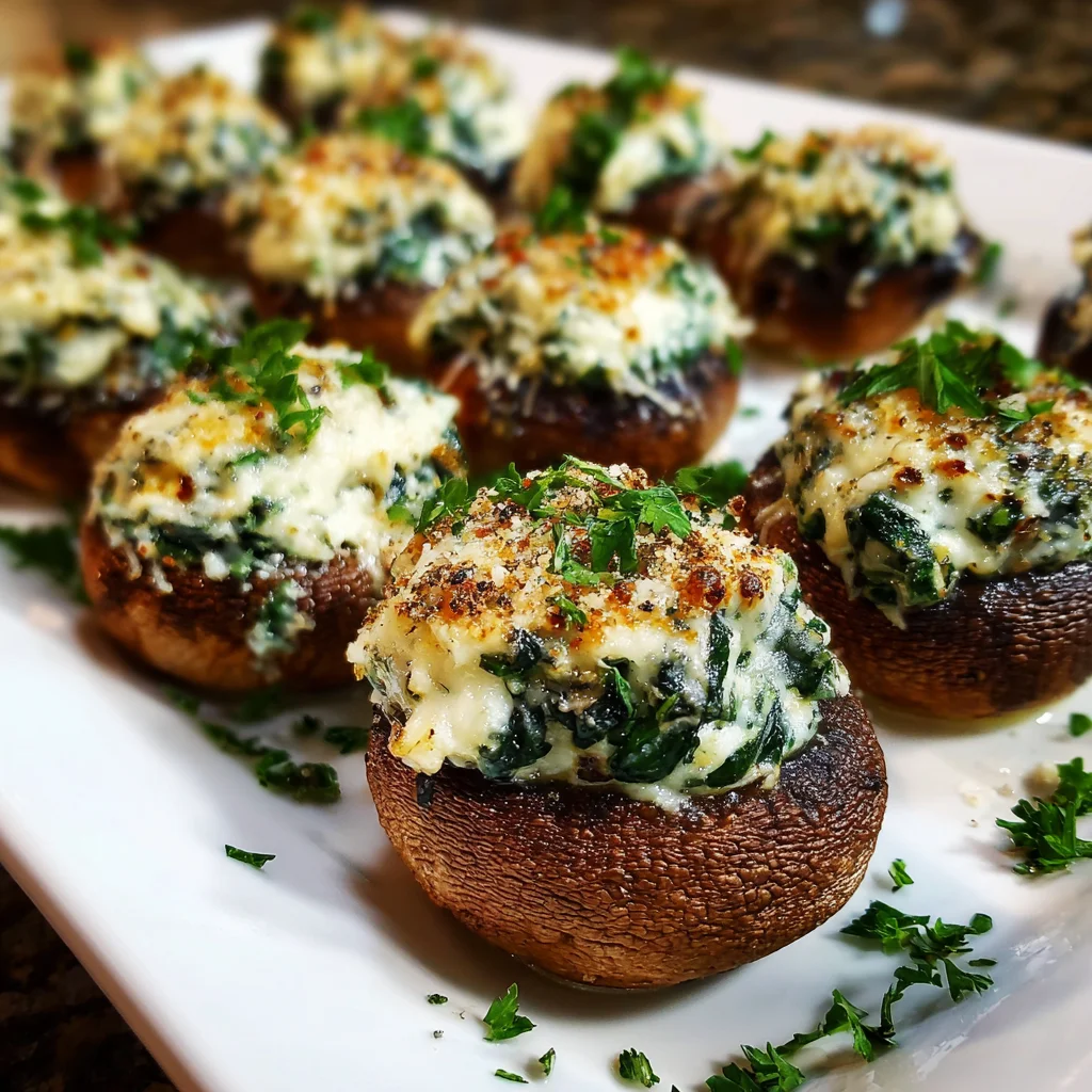 Spinach Dip Stuffed Mushrooms