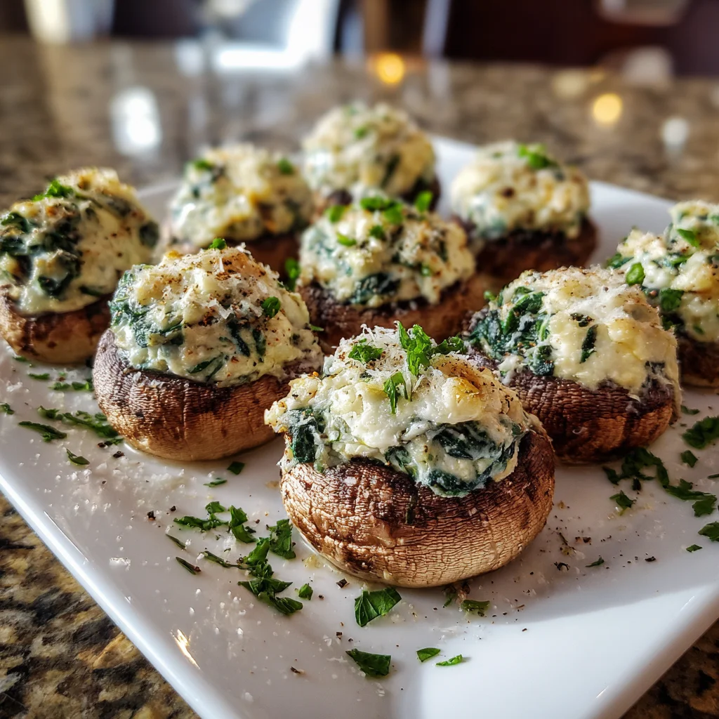 Spinach Dip Stuffed Mushrooms