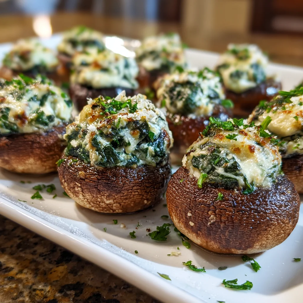 Spinach Dip Stuffed Mushrooms