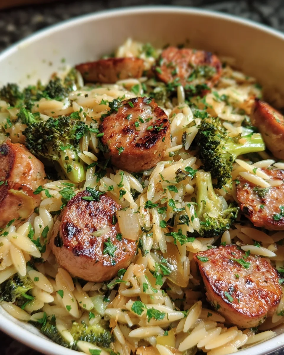Chicken Sausage and Broccoli Orzo