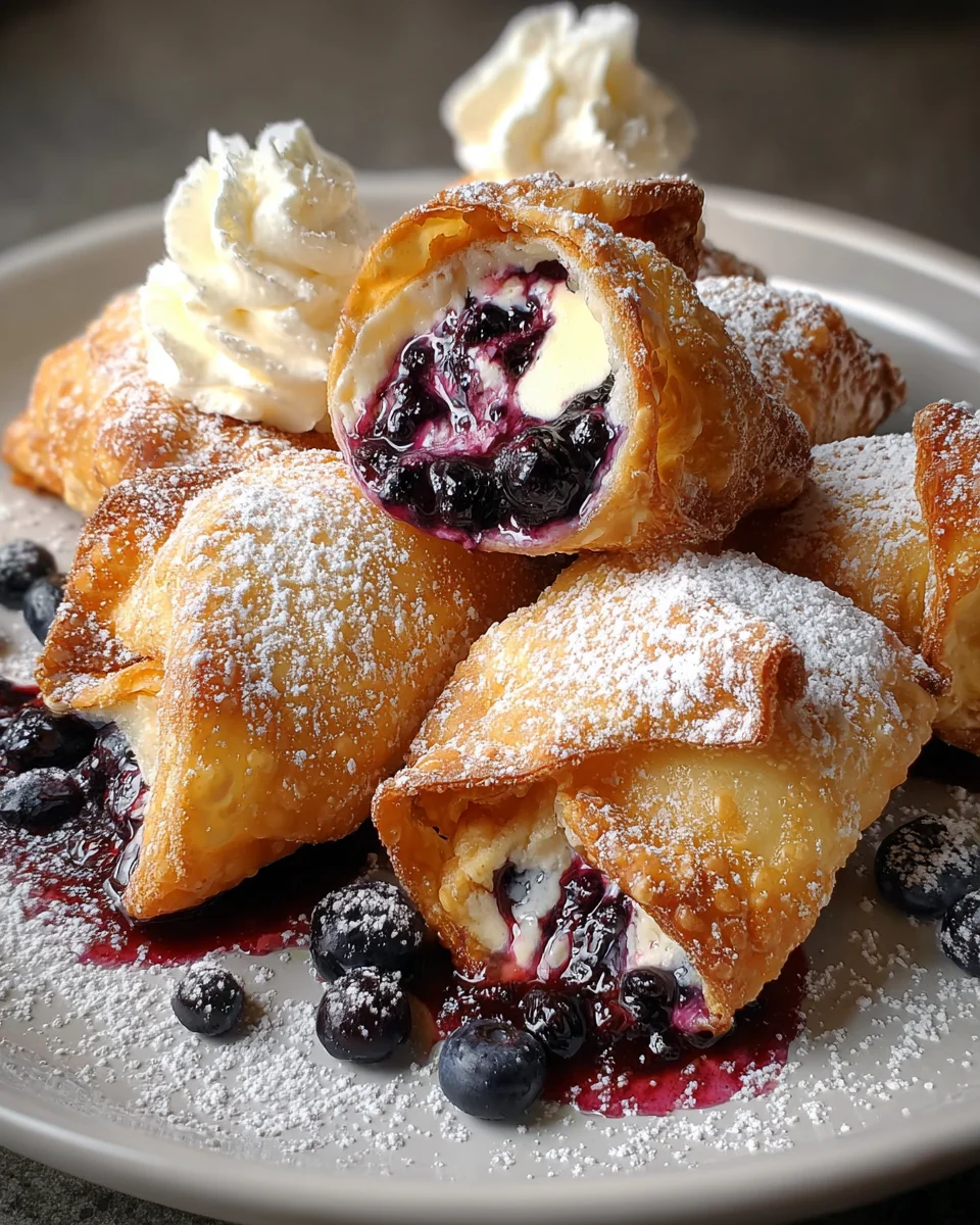 Deep-Fried Blueberry Cheesecake Wontons